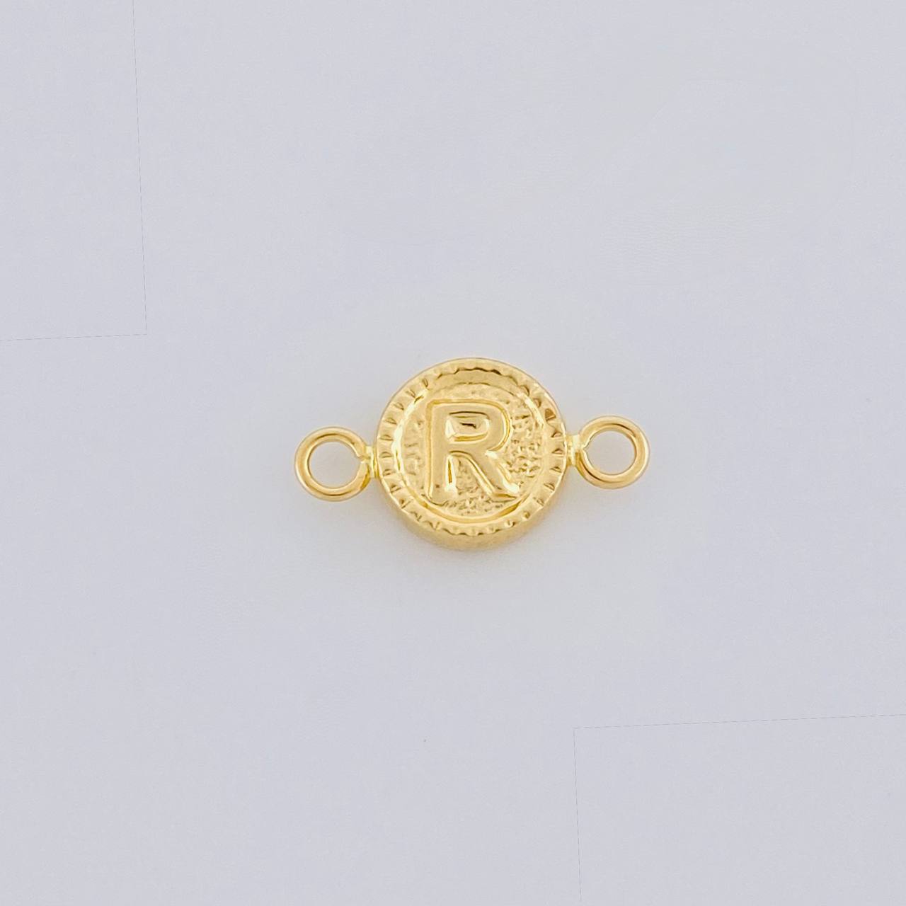 Herraje Letra R Marco Bordeado 0.4g / 1.5cm Oro Amarillo 18K