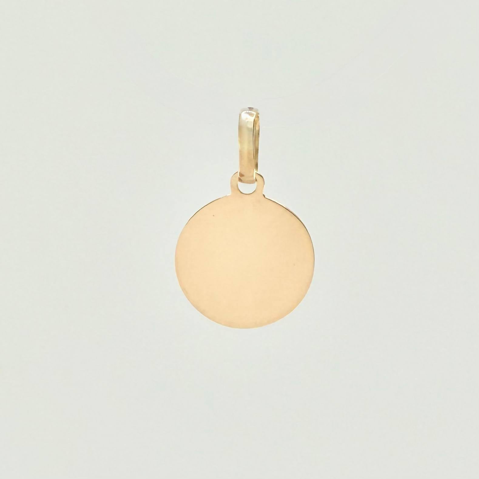 Dije Placa Circular 0.5gr / 1.8cm / Oro Amarillo 18K *