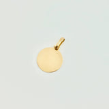 Dije Placa Circular 0.5gr / 1.8cm / Oro Amarillo 18K *