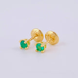 Topos Piedra 0.75gr / 3mm Esmeralda 18 Pts Oro Amarillo 18K (Joya)