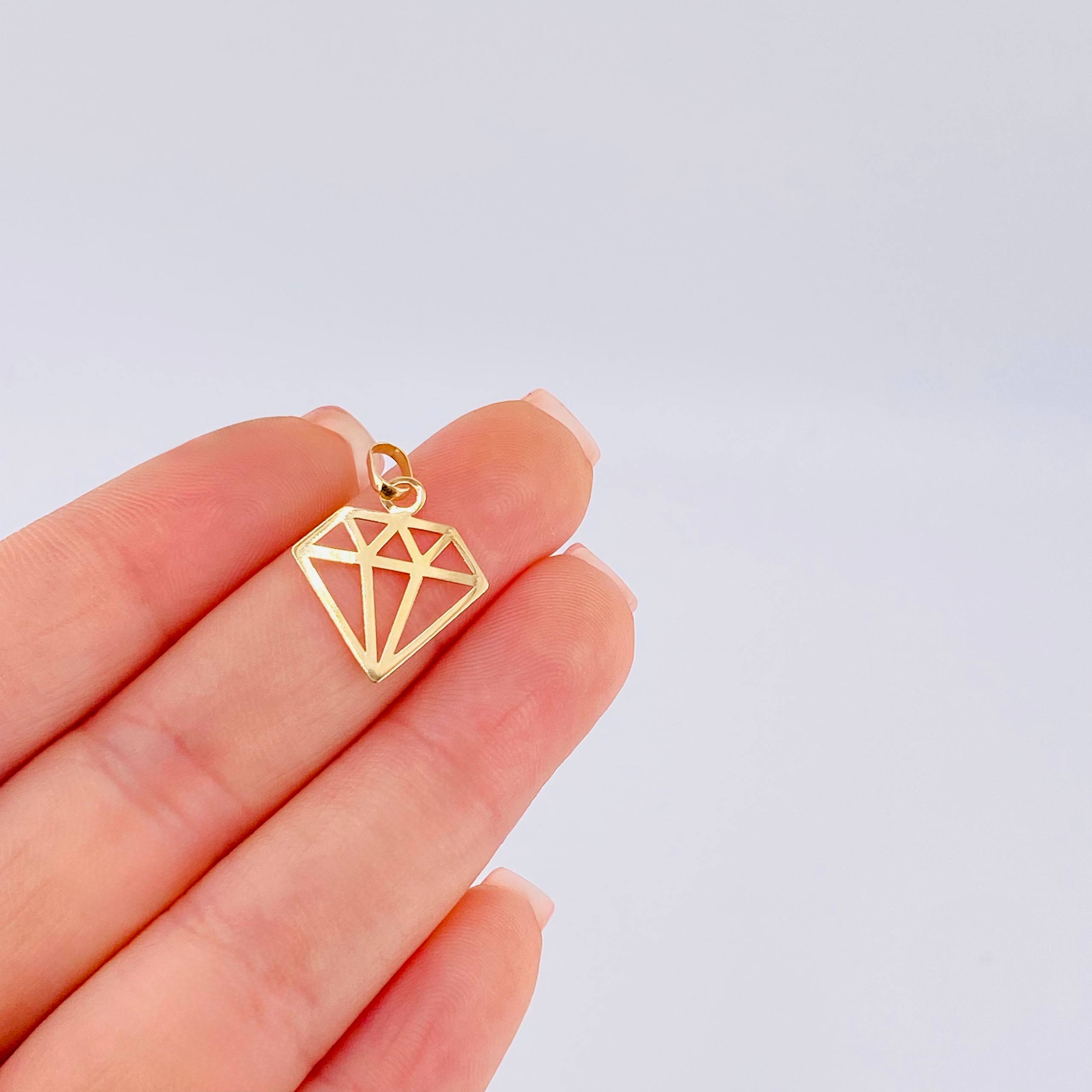 Dije Silueta Diamante 0.55gr / 2.5cm / Oro Amarillo 18K
