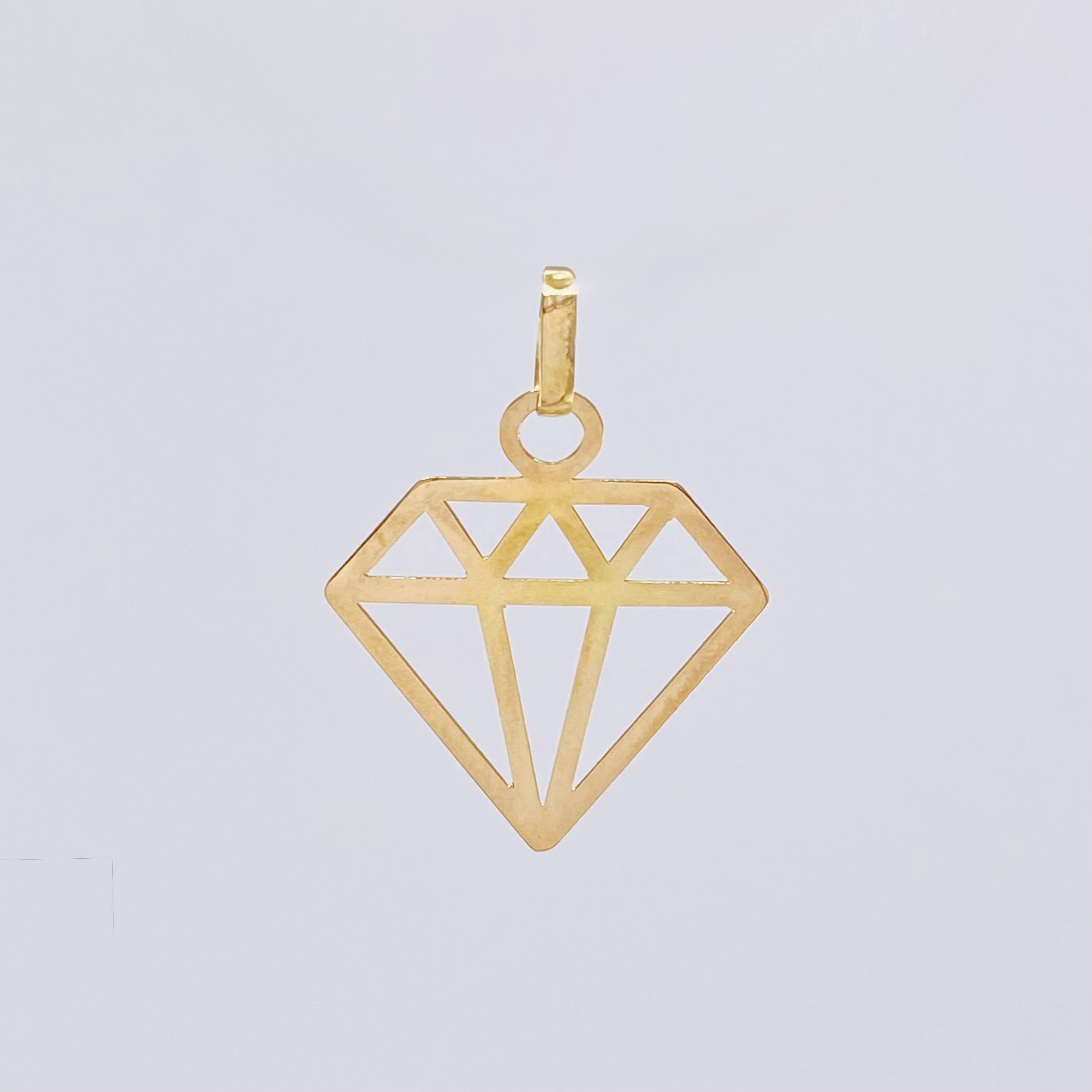 Dije Silueta Diamante 0.6gr / 2.5cm / Oro Amarillo 18K *