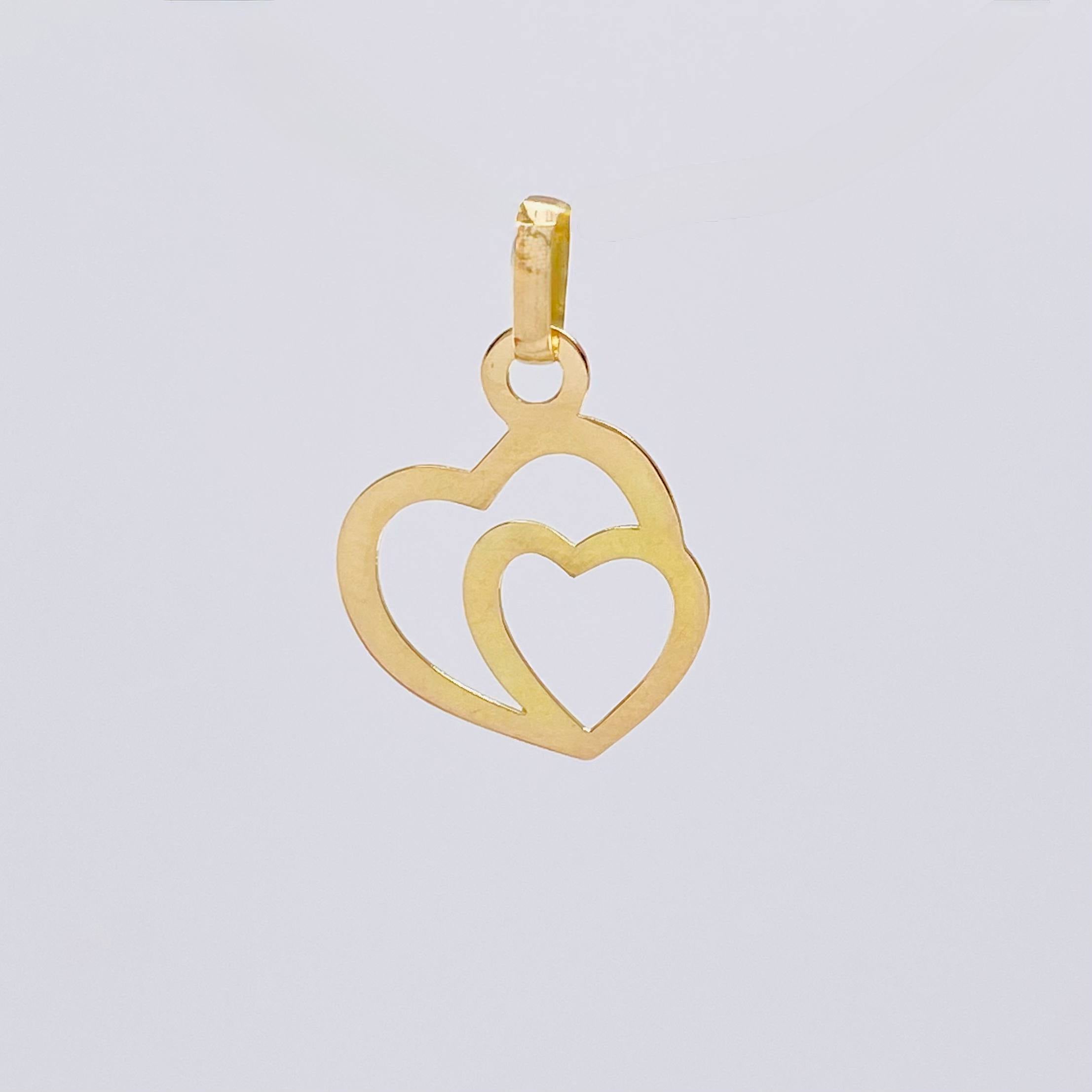Dije Doble Corazon 0.4gr / 2cm / Oro Amarillo 18K *