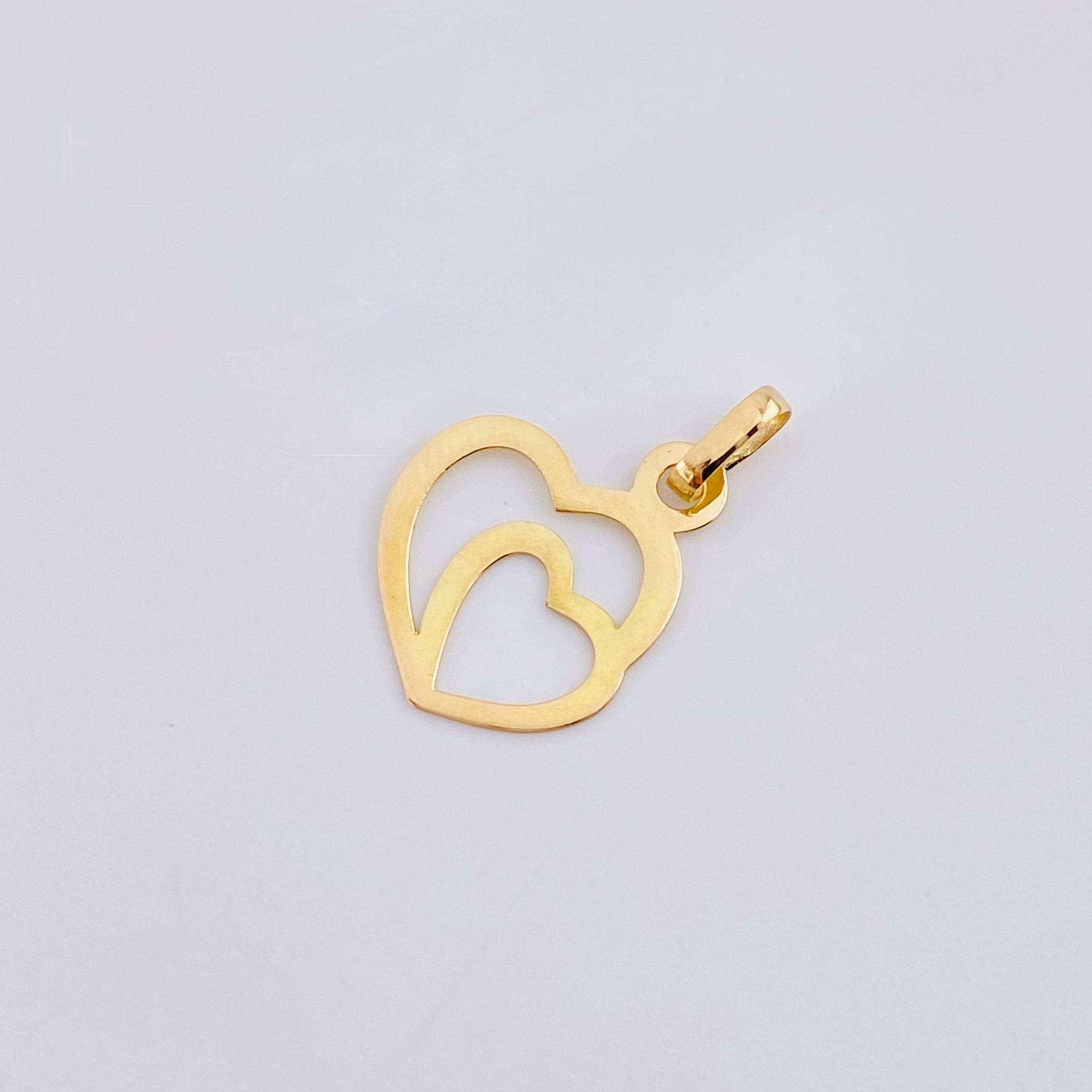 Dije Doble Corazon 0.4gr / 2cm / Oro Amarillo 18K