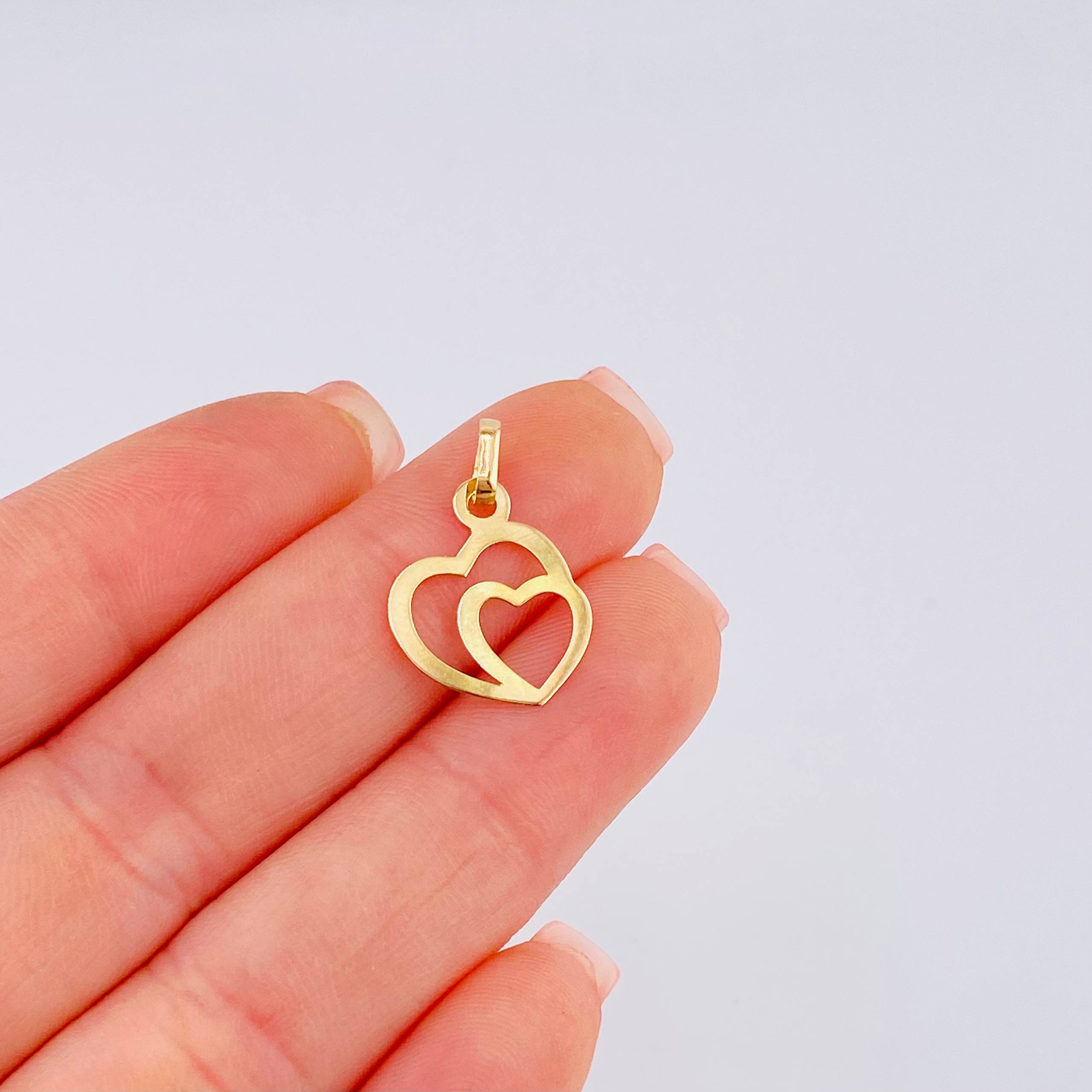Dije Doble Corazon 0.4gr / 2cm / Oro Amarillo 18K *