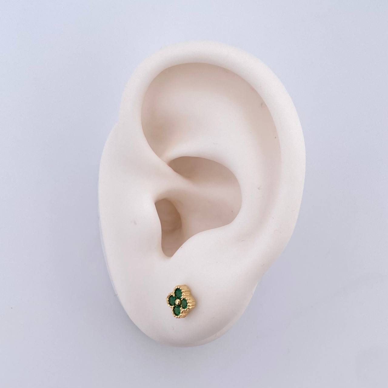 Topos Flor Borde Texturizado 1.2gr / 5mm Circones Verdes Oro Amarillo 18K ©