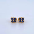 Topos Flor Borde Texturizado 1.35gr / 5.2mm Circones Azul Broche Mariposa Oro Amarillo 18K