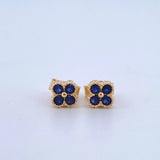 Topos Flor Borde Texturizado 1.35gr / 5.2mm Circones Azul Broche Mariposa Oro Amarillo 18K