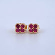 Topos Flor Borde Texturizado 1.25gr / 5.2mm Circones Fucsia Broche Mariposa Oro Amarillo 18K *