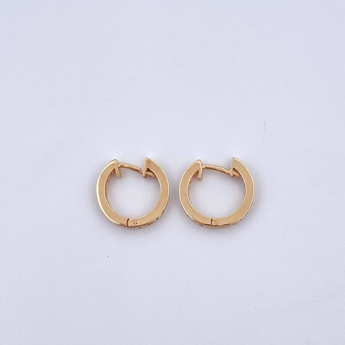 Candongas Carril Basteado 1.6gr / 1.1cm / Circones Blancos Oro Amarillo 18K