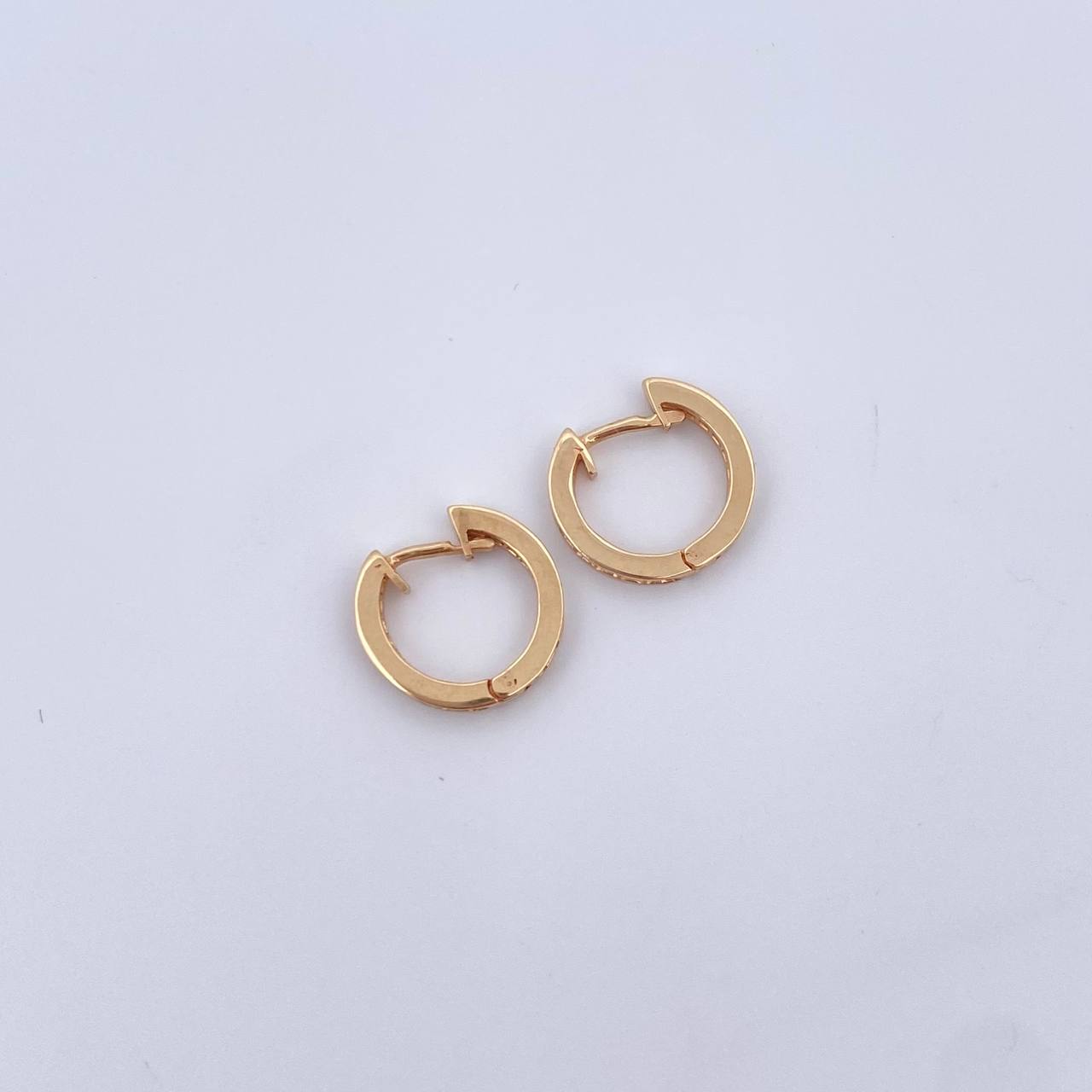 Candongas Carril Basteado 1.6gr / 1.1cm / Circones Blancos Oro Amarillo 18K