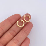 Candongas Carril Basteado 1.6gr / 1.1cm / Circones Blancos Oro Amarillo 18K
