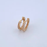 Candongas Carril Basteado 1.6gr / 1.1cm / Circones Blancos Oro Amarillo 18K
