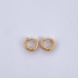 Candongas Doble Carril Basteado 1.3gr / 8mm Circones Blancos Oro Amarillo 18K