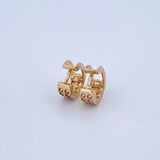 Candongas Doble Carril Basteado 1.3gr / 8mm Circones Blancos Oro Amarillo 18K
