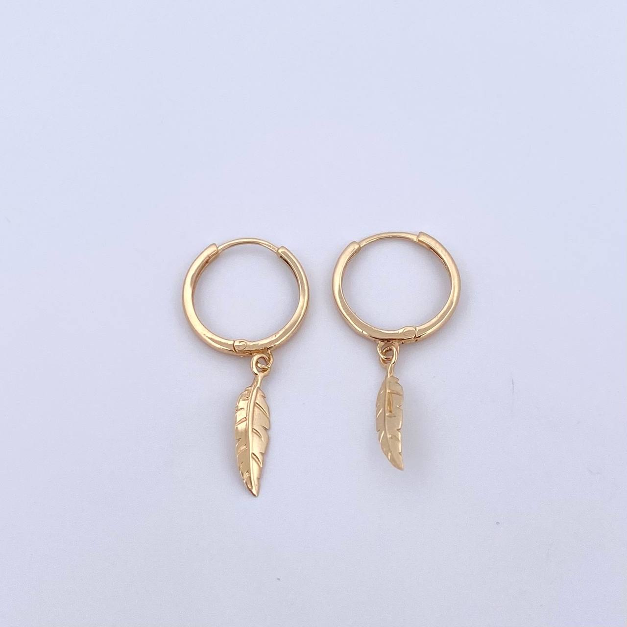 Candongas Pluma Colgante 2.1gr / 3cm / Oro Amarillo 18K