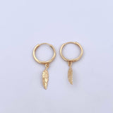 Candongas Pluma Colgante 2.1gr / 3cm / Oro Amarillo 18K