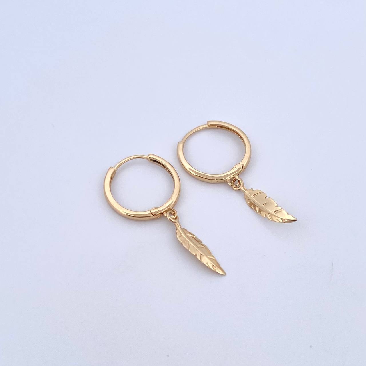 Candongas Pluma Colgante 2.1gr / 3cm / Oro Amarillo 18K