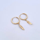 Candongas Pluma Colgante 2.1gr / 3cm / Oro Amarillo 18K