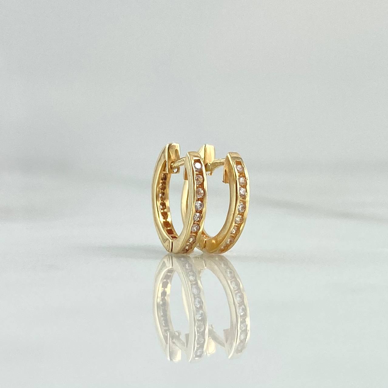 Candongas Carril Basteado 1.6gr / 1.1cm / Circones Blancos Oro Amarillo 18K