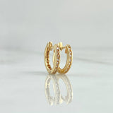 Candongas Carril Basteado 1.6gr / 1.1cm / Circones Blancos Oro Amarillo 18K