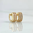 Candongas Doble Carril Basteado 1.3gr / 8mm Circones Blancos Oro Amarillo 18K