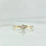 Anillo Solitario Fino 1.05gr / T7 / Circon Blanco Oro Amarillo 18K *