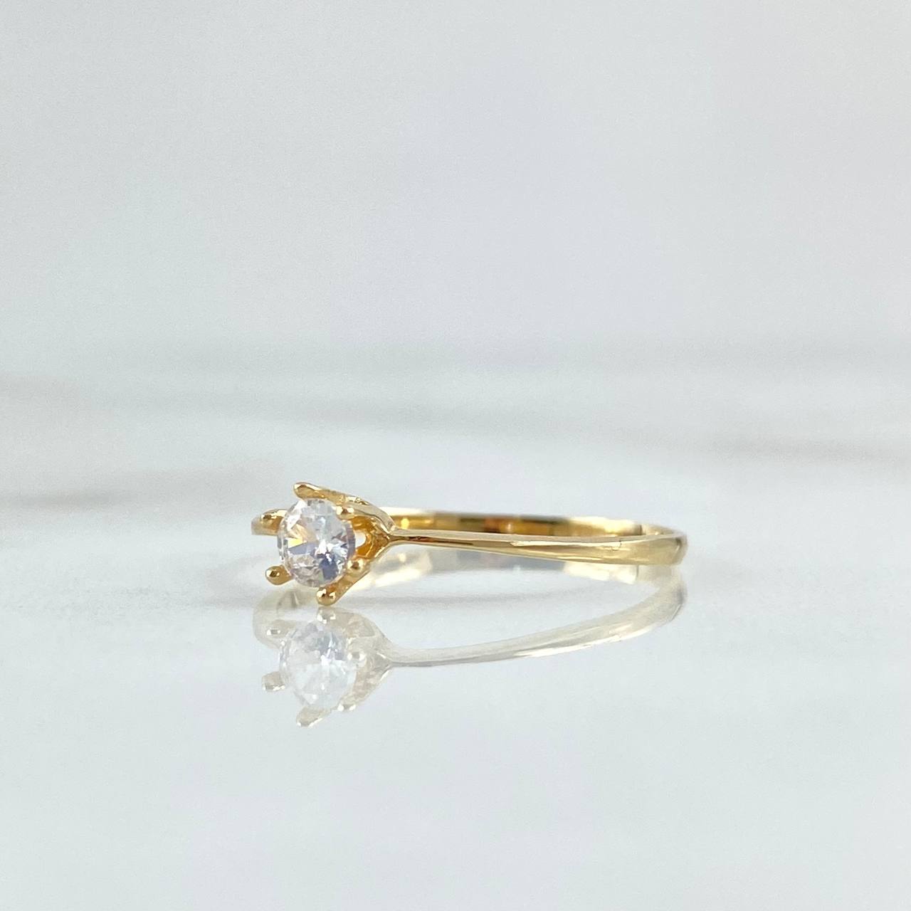 Anillo Solitario Fino 1.05gr / T7 / Circon Blanco Oro Amarillo 18K *
