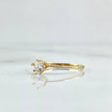 Anillo Solitario Fino 1.05gr / T7 / Circon Blanco Oro Amarillo 18K *