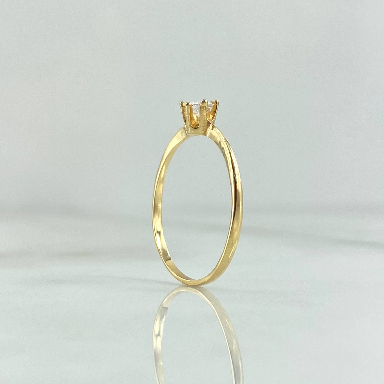 Anillo Solitario Fino 1.05gr / T7 / Circon Blanco Oro Amarillo 18K *