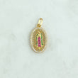 Dije Virgen Guadalupe 2.8gr / 2.8cm / Ovalo Filigrana - Circones Blancos Verdes Y Fucsias Oro Amarillo 18K ©