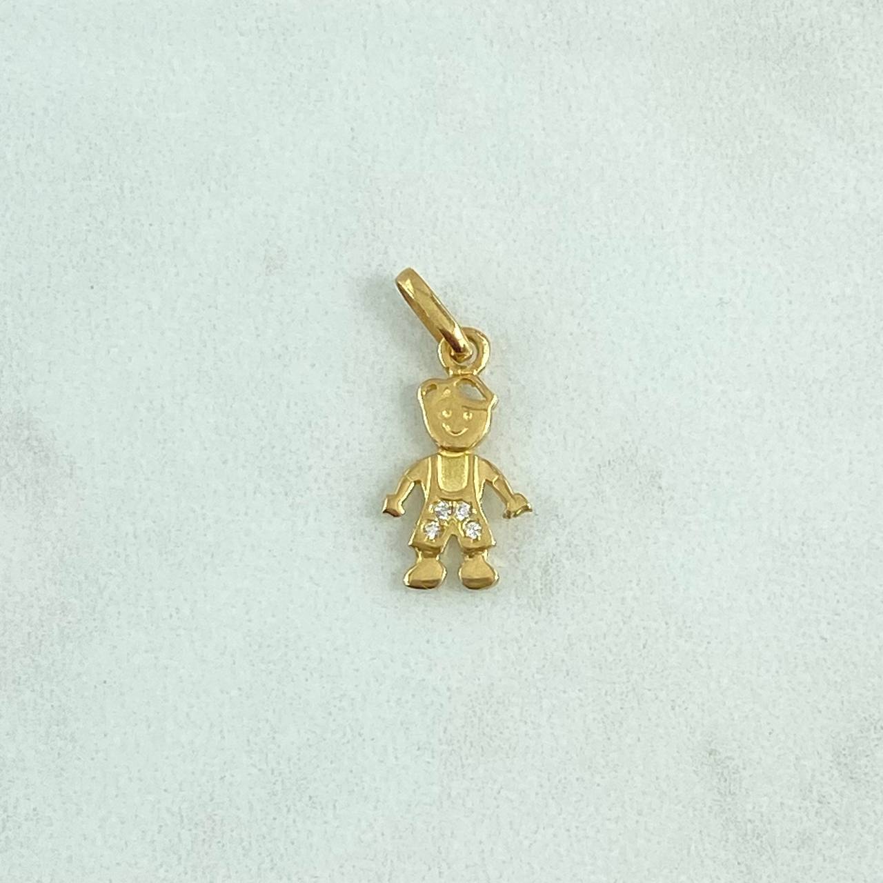 Dije Niño 0.9gr / 2.1cm / Circones Blancos Oro Amarillo 18K