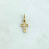 Dije Cruz Basteada 0.6gr / 1.9cm / Circones Blancos Oro Amarillo 18K