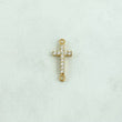 Herraje Cruz Basteada 0.8gr / 1.9cm / Circones Blancos Oro Amarillo 18K ©