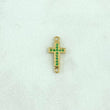 Herraje Cruz Basteada 0.5gr / 1.6cm / Circones Verdes Oro Amarillo 18K ©