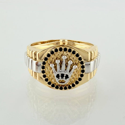 Anillo Correa Corona 6.75gr / T10 1/4 / Dos Oros Amarillo Blanco 18K