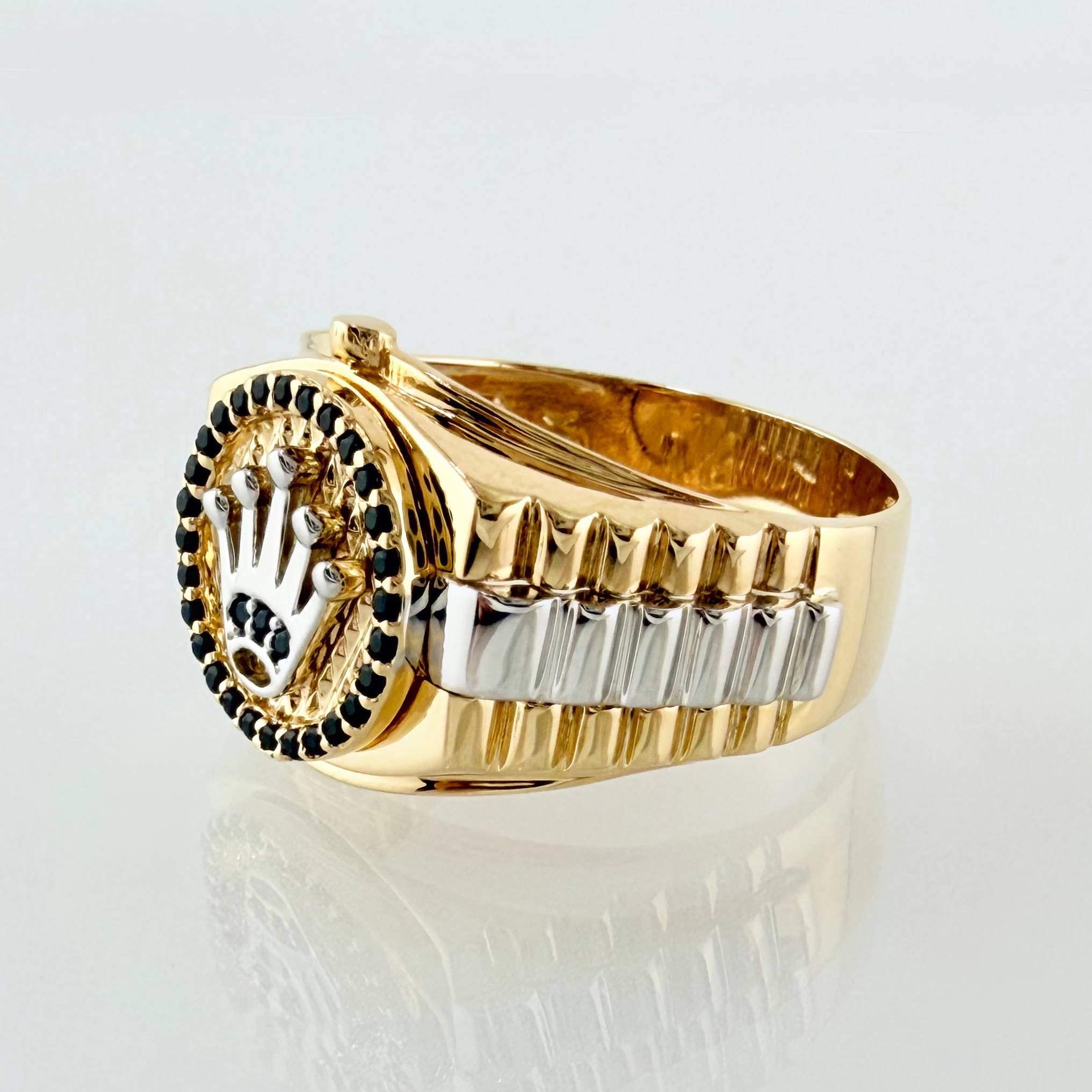 Anillo Correa Corona 6.75gr / T10 1/4 / Dos Oros Amarillo Blanco 18K