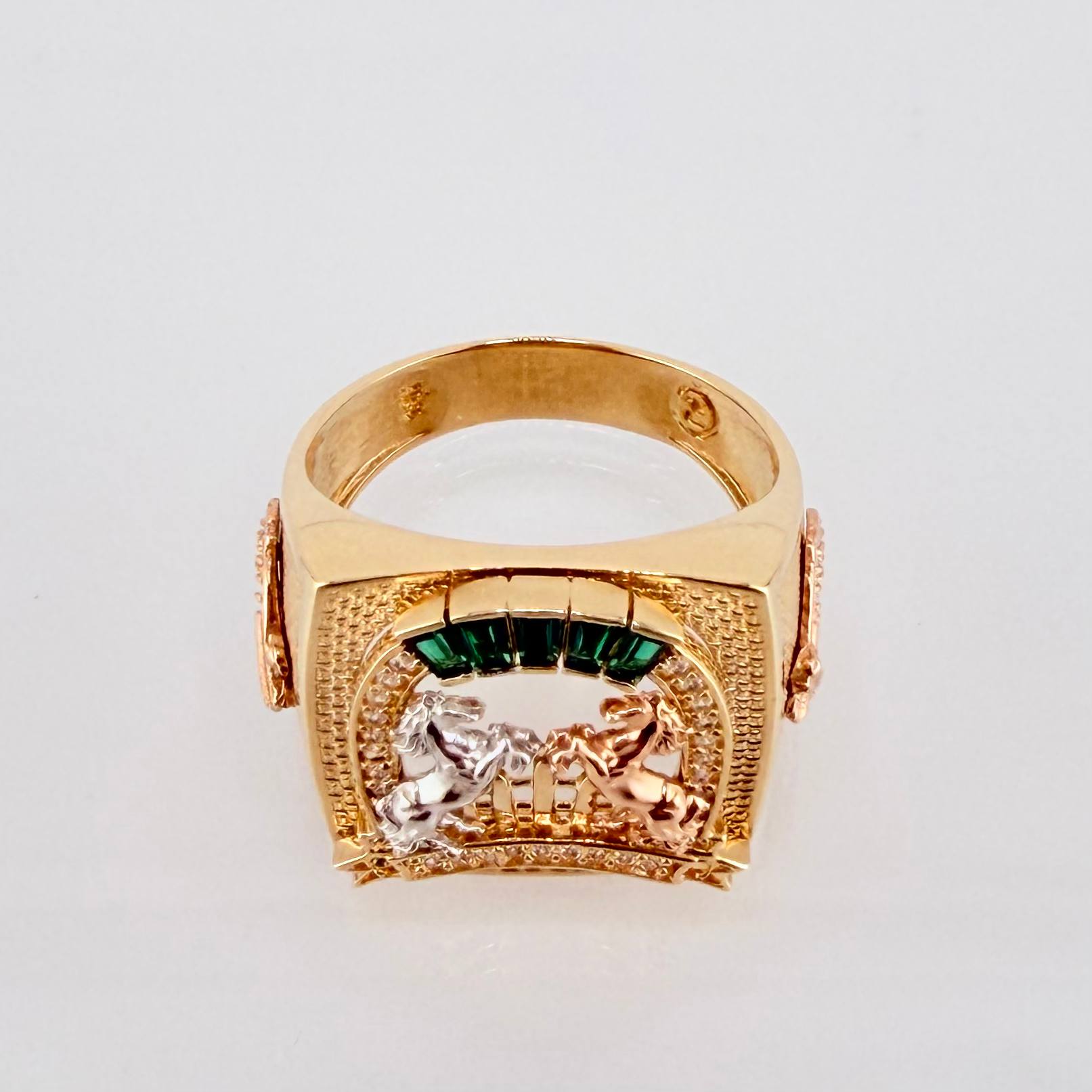 Anillo Herradura Caballos 10gr / T10 1/2 / Tres Oros 18K