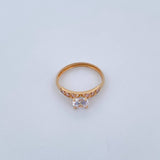Anillo Solitario Churumbela 1.25gr / T6 / Circones Rosados Blancos Oro Amarillo 18K &