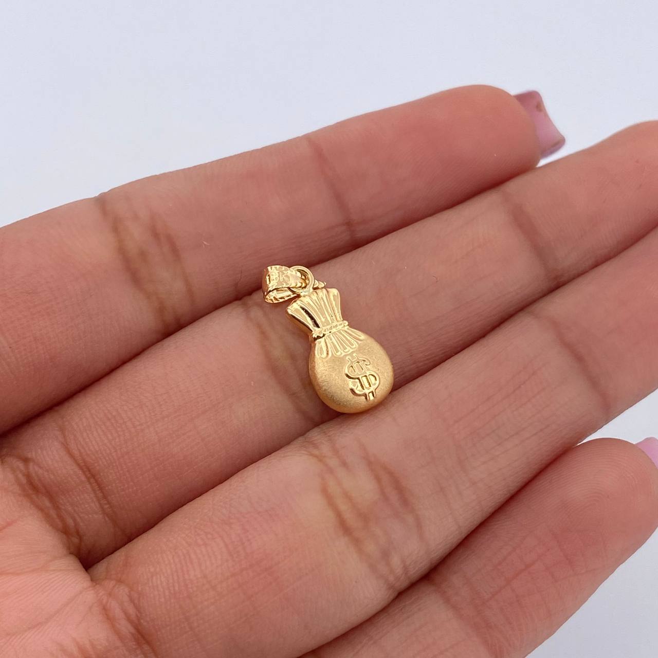 Dije Bolsa Dinero 0.45gr / 1.8cm / Troquelado Oro Amarillo 18K &