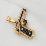Dije Pistola 11.75gr / 3.4cm / Dos Oros Negro Amarillo 18K