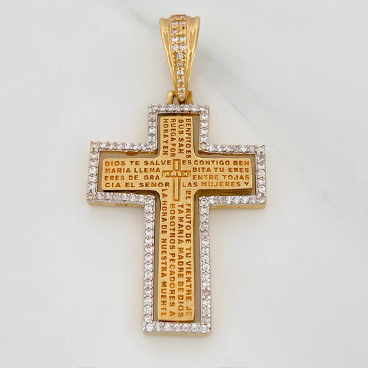 Dije Cruz Articulada 10.25gr / 4.6cm / Dos Oros Amarillo Blanco 18K $