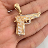 Dije Pistola 11.6gr / 3.5cm / Dos Oros Amarillo Blanco 18K