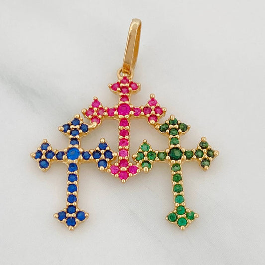 Dije Tres Cruces 1.65gr / 2.7cm / Oro Amarillo 18K