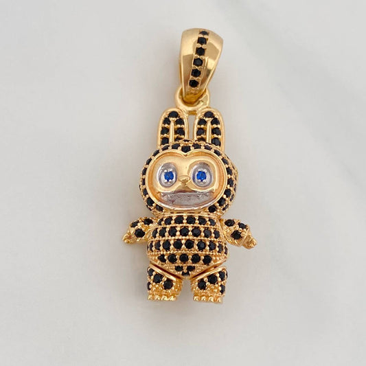 Dije Conejo Sonriente 6.2gr / 3.1cm / Dos Oros Amarillo Blanco 18K