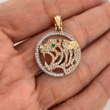 Dije Tigre Placa Circular 5.1gr / 3.2cm / Dos Oros Amarillo Blanco 18K