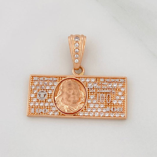 Dije 100 Dolares 3.5gr / 2.1cm /Dos Oros Blanco Rosa 18K