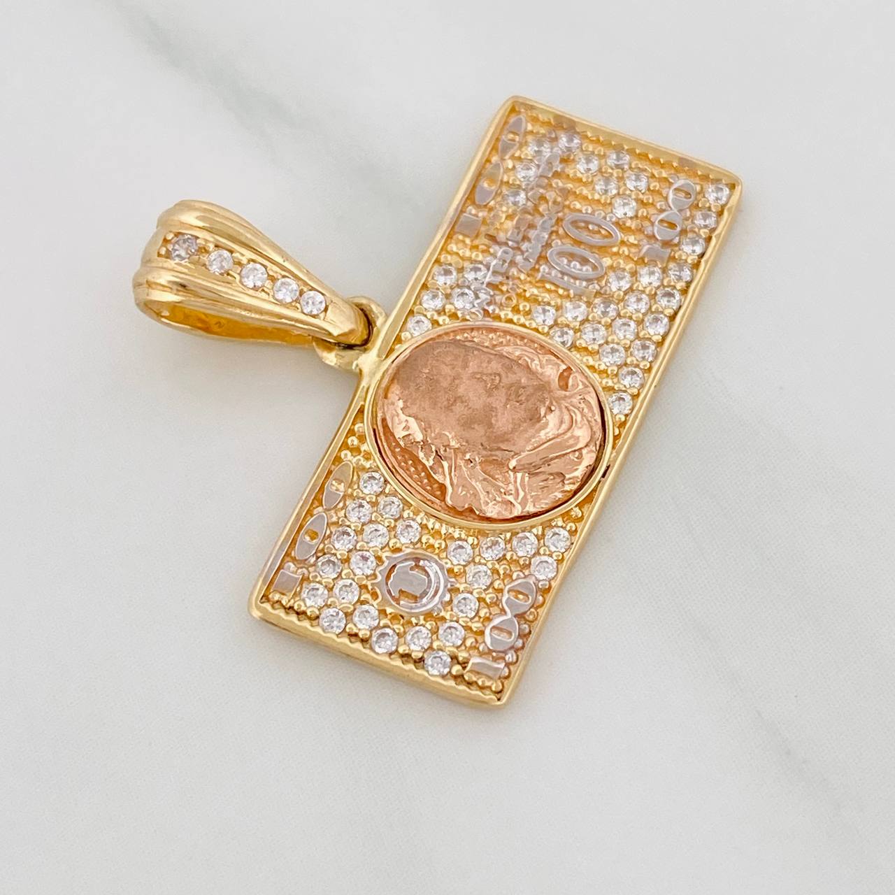 Dije 100 Dolares 3.5gr / 2.1cm / Tres Oros 18K $