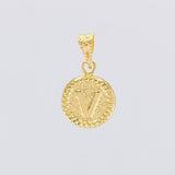 Dije Letra V Marco Bordeado 0.55g / 1.7cm Oro Amarillo 18K