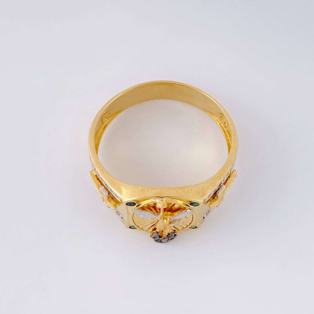 Anillo Arcangel San Miguel 6.25g / T11 1/4 Dos Oros Amarillo Blanco 18K